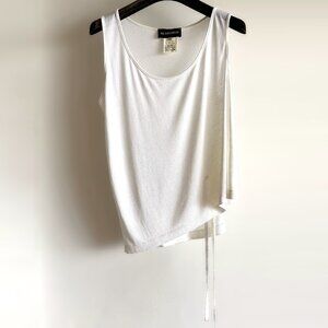 ANN DEMEULEMEESTER White Asymmetrical Tank Top with Ties Size 36 Vintage